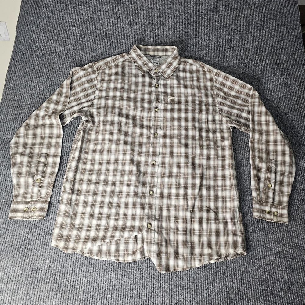 Columbia Shirt Mens XL Brown Gray Plaid Long Sleeve Button Front Lot 2 Casual - Picture 4 of 14
